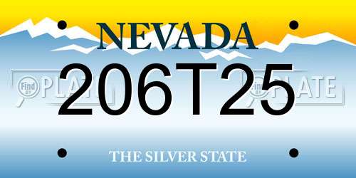 206T25 Nevada License Plate