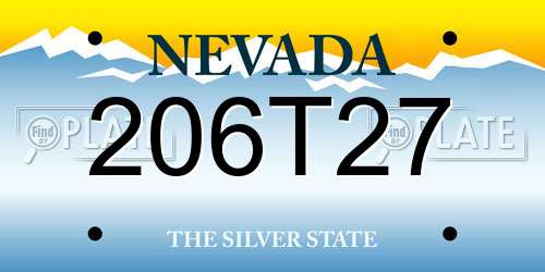 206T27 Nevada License Plate
