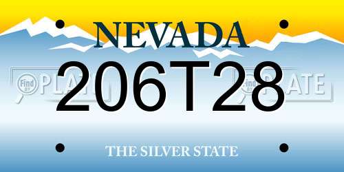 206T28 Nevada License Plate
