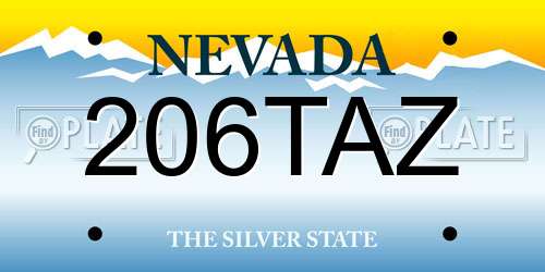 206TAZ Nevada License Plate