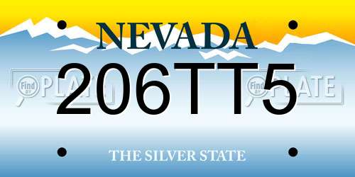 206TT5 Nevada License Plate