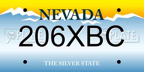 206XBC Nevada License Plate