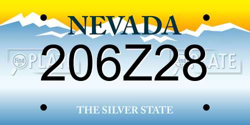 206Z28 Nevada License Plate