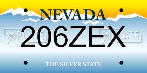 206ZEX Nevada License Plate
