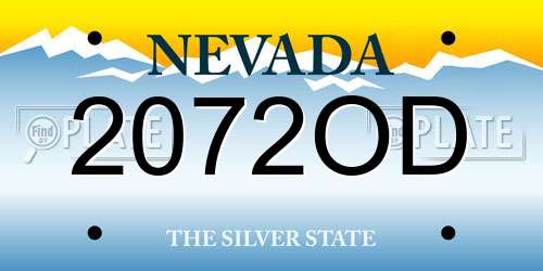 2072OD Nevada License Plate