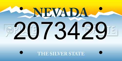 2073429 Nevada License Plate