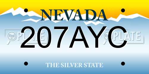 207AYC Nevada License Plate