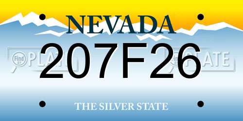 207F26 Nevada License Plate