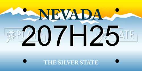 207H25 Nevada License Plate