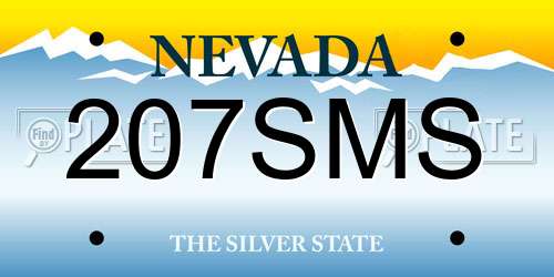 207SMS Nevada License Plate
