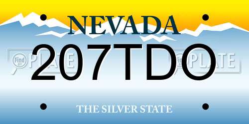 207TDO Nevada License Plate