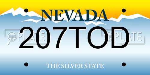 207TOD Nevada License Plate