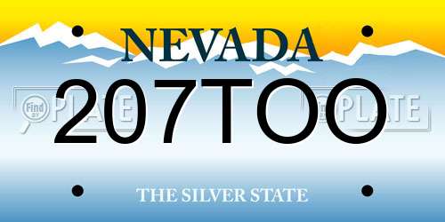 207TOO Nevada License Plate