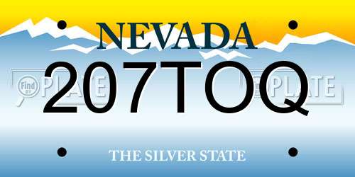 207TOQ Nevada License Plate