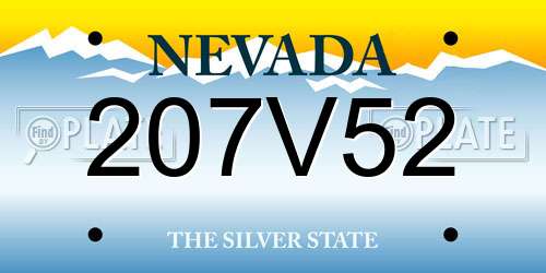 207V52 Nevada License Plate