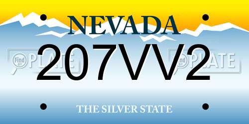 207VV2 Nevada License Plate