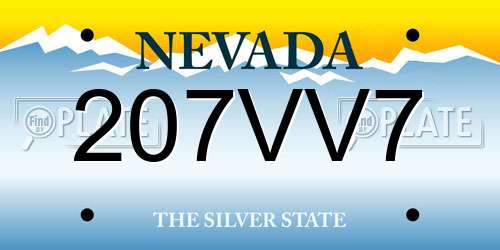207VV7 Nevada License Plate