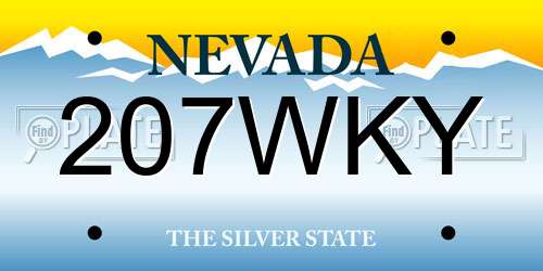 207WKY Nevada License Plate
