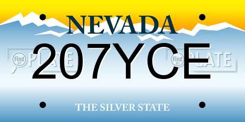 207YCE Nevada License Plate