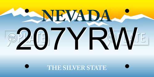 207YRW Nevada License Plate