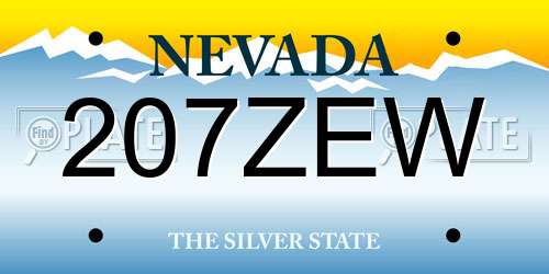207ZEW Nevada License Plate