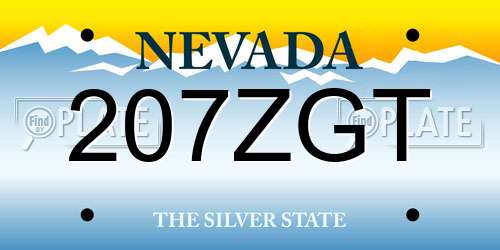 207ZGT Nevada License Plate