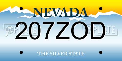 207ZOD Nevada License Plate