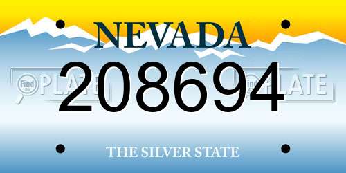 208694 Nevada License Plate