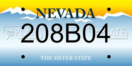 208B04 Nevada License Plate
