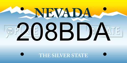 208BDA Nevada License Plate