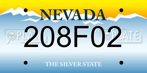 208F02 Nevada License Plate