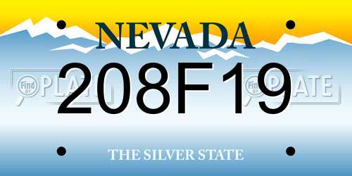 208F19 Nevada License Plate