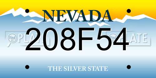 208F54 Nevada License Plate