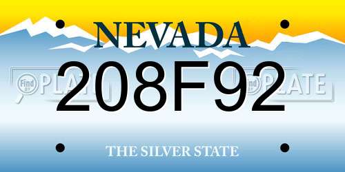 208F92 Nevada License Plate