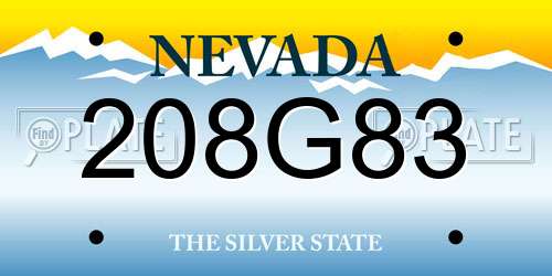 208G83 Nevada License Plate