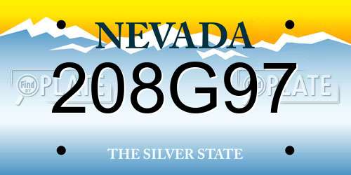 208G97 Nevada License Plate