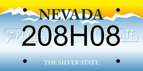 208H08 Nevada License Plate