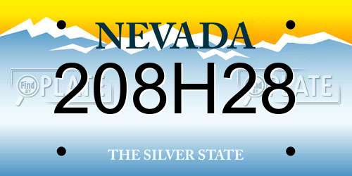 208H28 Nevada License Plate