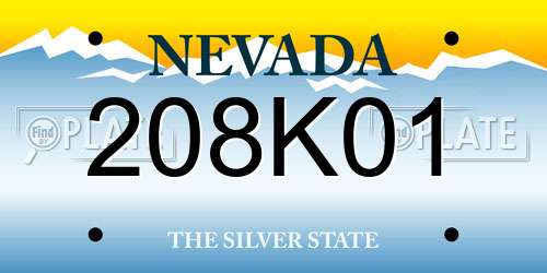 208K01 Nevada License Plate