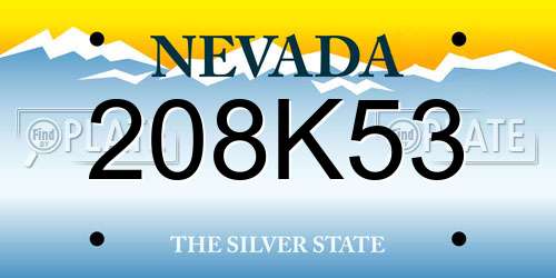 208K53 Nevada License Plate