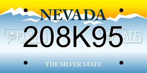 208K95 Nevada License Plate