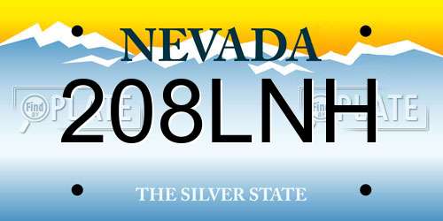 208LNH Nevada License Plate
