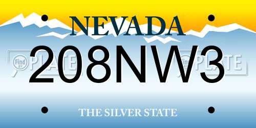 208NW3 Nevada License Plate