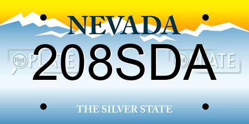 208SDA Nevada License Plate