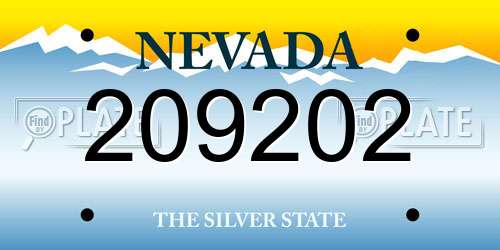 209202 Nevada License Plate