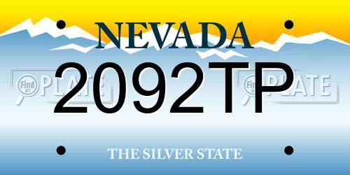 2092TP Nevada License Plate