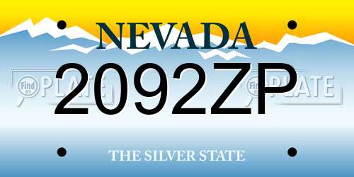 2092ZP Nevada License Plate