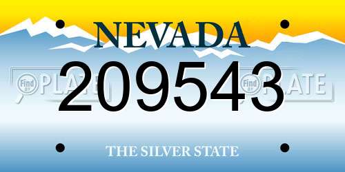209543 Nevada License Plate