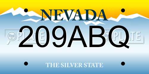 209ABQ Nevada License Plate