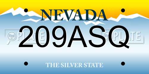 209ASQ Nevada License Plate